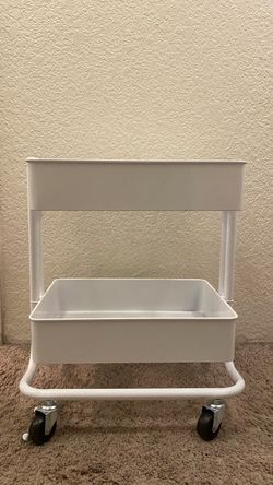 White 2-Tier Rolling Storage Cart