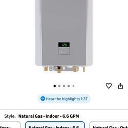 Rinnai -Tankless Water Heater ( Gas)- New - 6.6 GPM