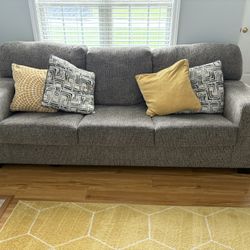 Living Room Furniture and Decor (Sofa, Loveseat, Area Rug and Mirror)