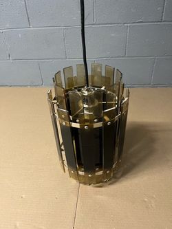 Retro Smoked Acrylic & Chrome Hanging Pendant Light