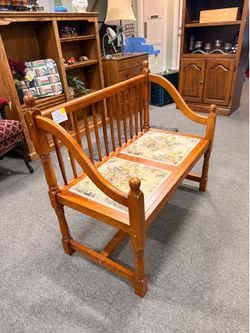 Vintage Floral Back Settee, Floral Upholstered Bench