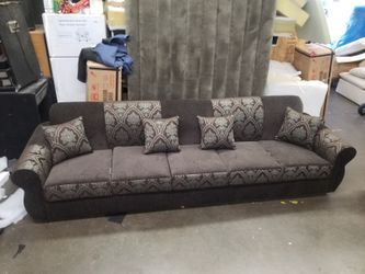 BRAND NEW 11ft  sofa, COUCH  Barcelona brown FABRIC. CUSTOM MADE AVAILABLE