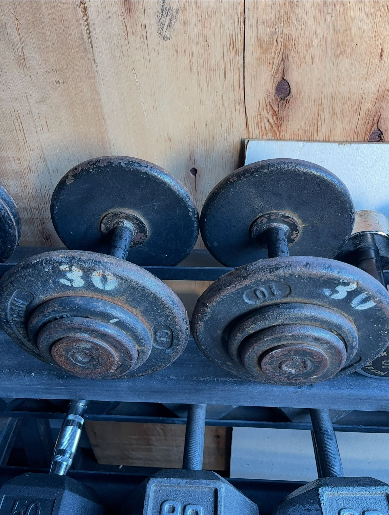 30 lbs Dumbbell Weights…. Home Gym Fitness…. 2 X 30 lbs 60 lbs total… $50 Price Is Firm!!!