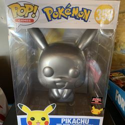 Funko POP! Games: Pokemon Pikachu 10" Inch Metallic Vinyl Figure