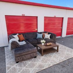 Grey L-Shaped Sectional Sofa – Delivery Available-$375 