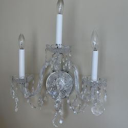 Pair (2) Of Vintage Wall Light Fixture Sconces w/ Crystals