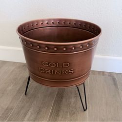Copper Cold Drinks Bucket Tub with Folding Legs