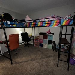 L Shaped Double Twin Bunkbed With 2 Desks