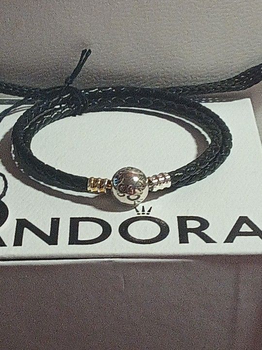 Pandora Moments Authentic Brand New Double Braided Leather Wrap Around Bracelet 7.5-7.8 Available