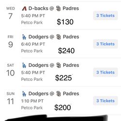 Two Tickets And Parking Pass For The Following Games Available With Price! 