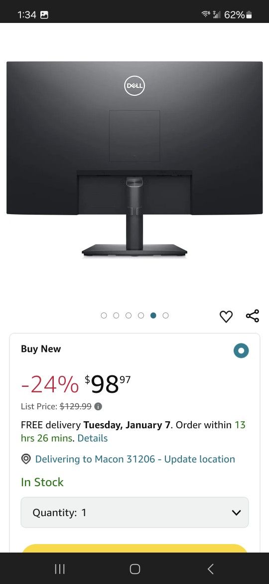 Dell 24" Monitor Brand New In Box With Logitech Web Cam And Wireless Mouse Bundle Deal$50