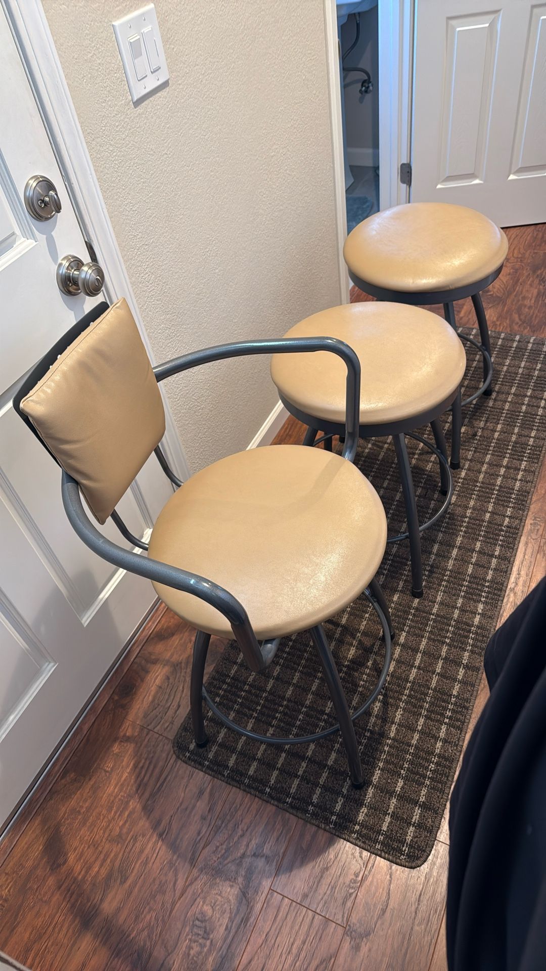 Metal And Leather Set Of Stools