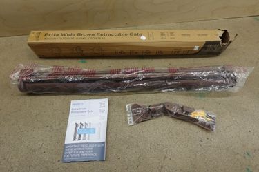 71 x 33 Perma Child Safety Outdoor Retractable Baby Gate in Brown