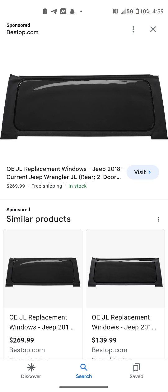 Window For Gladiator Soft top 