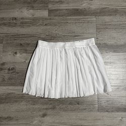 White Women's Athletic Tennis Skort Short Pleated Stretch Lined Built-in Shorts