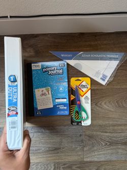 School Supply Bundle – Binder, Journal, Scissors, Triangle
