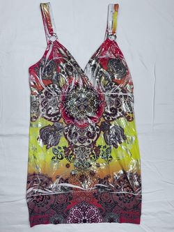 Colorful Patterned Top Sz L