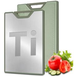 Brand New Titanium Cutting Board 16"x11" – Double-Sided with Knife Sharpener, Food-Grade Pure Titanium & Wheat Straw PP, Measuring Scale, Easy to Clea
