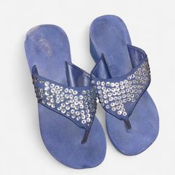 Blue and red sandals