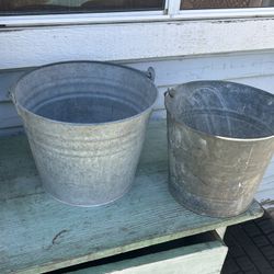 Do you have a bucket list? Pair of Found on the Farm Vintage Galvanized Pails/Buckets: