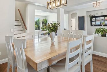 Large 6ft x 6ft Farmhouse Table + 8 Chairs – Solid Wood