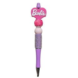 Barbie Custom Handmade Fur Beaded Ballpoint Twist Pen Focal Bead Pink