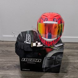 Like New ICON Womens Airmada Wild Child Full Face Helmet with Extras (Orange, Size S)