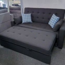 ✅️✅️  Black Sectional sofa pull out sleep area✅️✅️