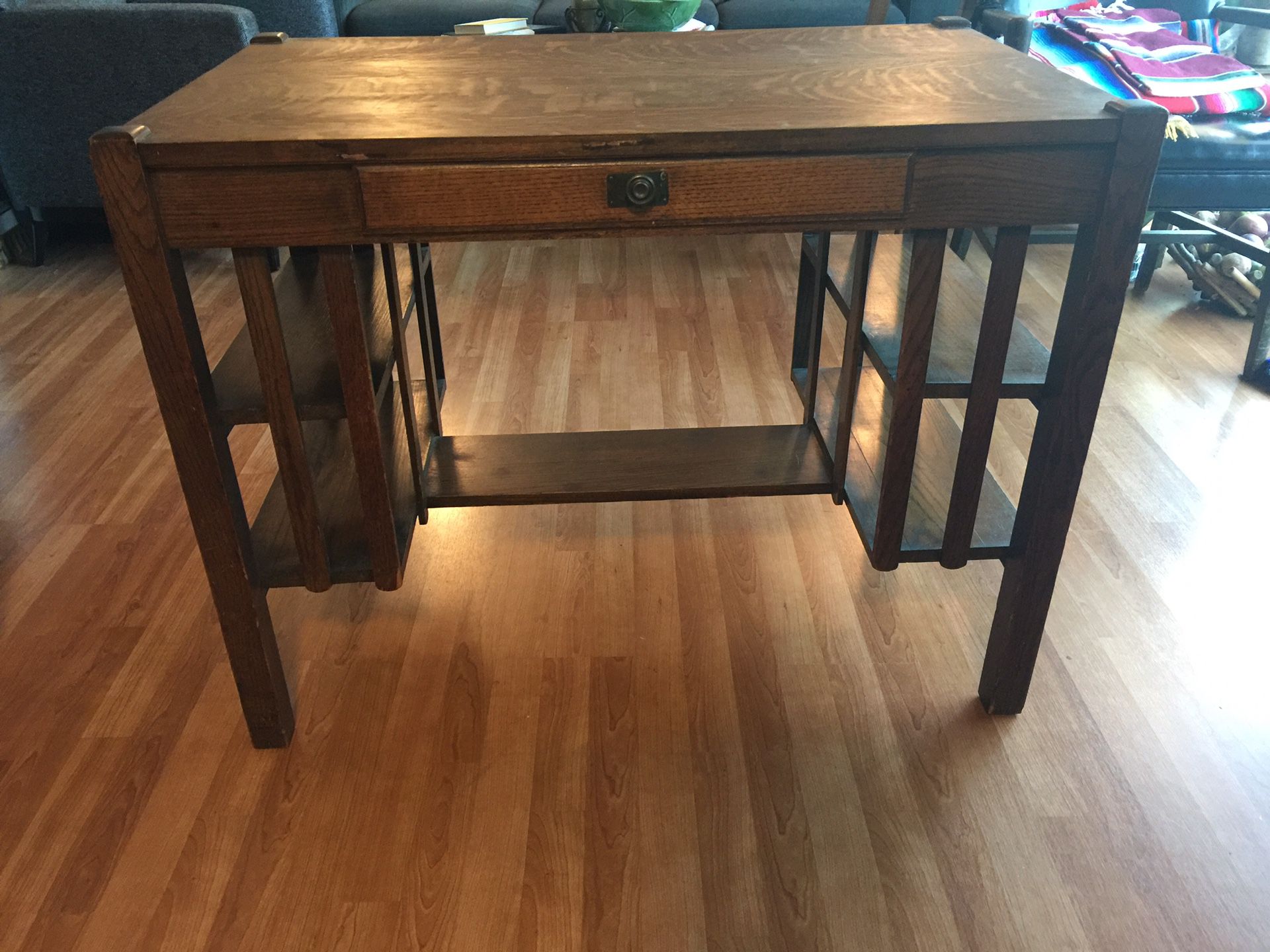 Antique vintage Stickley style era mission desk Oak Bourn-Hadley furniture company