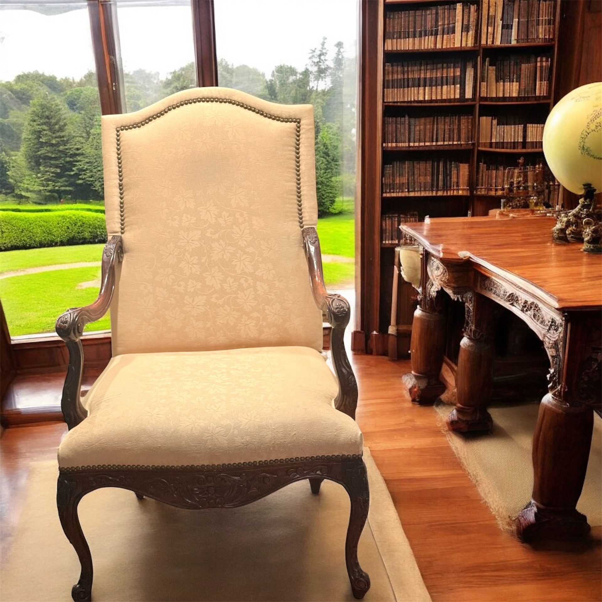 VINTAGE HAND-CARVED LOUIS-STYLE ARMCHAIR