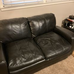 Black Leather 2 Person Couch 