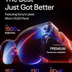 VITURE Luma Ultra AR/XR Glasses, 152'' Full 6Dof Support, AR Hand Gestures, 52° FOV, 1500 Nits,Video Glasses for iPhone 17/16/15, Android, Mac, PC, Sw