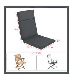 Waterproof outdoor chair cushion is color fade resistant with a high back design. This dark gray cushion is made by Favoyard and includes ties for sec
