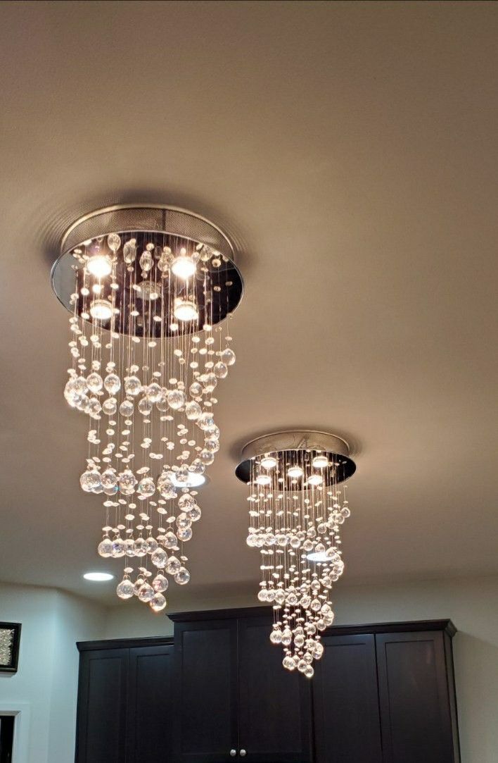 2 Crystal Glass Modern Chandeliers Ceiling Lamp