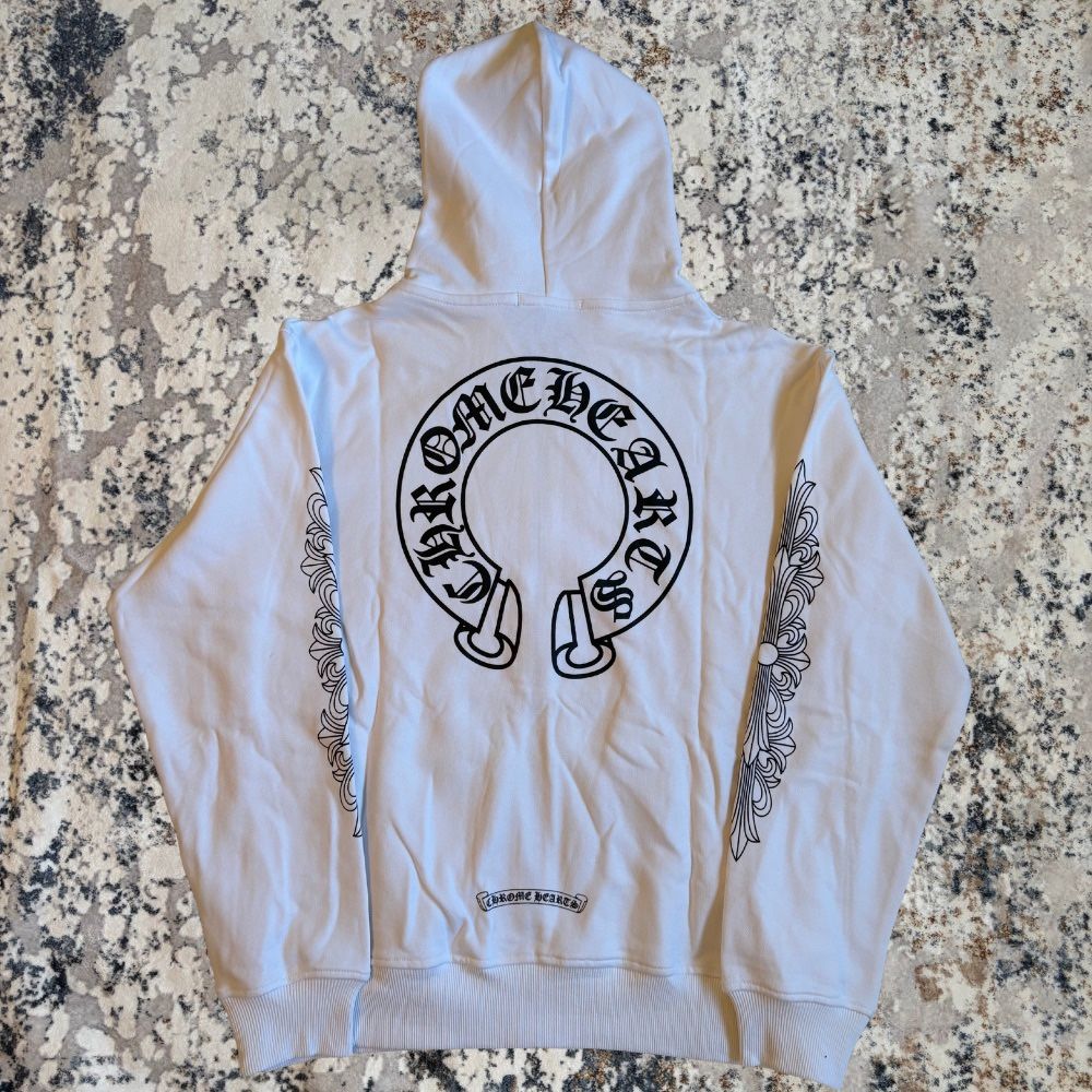 Chrome Hearts White & Black Zip Up with Sword Zipper
