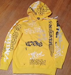Valiant Size Large Michigan Wolverines Yellow New Tags Hoodie Graffiti 
