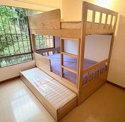 Wooden Bunk Bed with Trundle