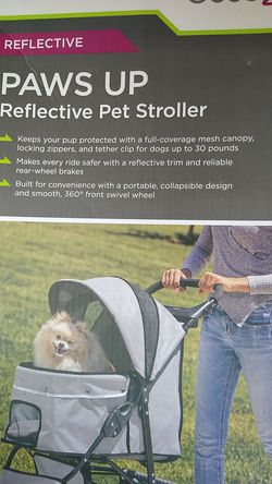 Good2Go Paws Up Reflective Gray Pet Stroller, For Pets Up to 30 lbs.