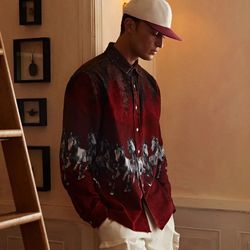 Kith Corduroy Ludlow Shirt Horses “Allure” Red Size Large FW22