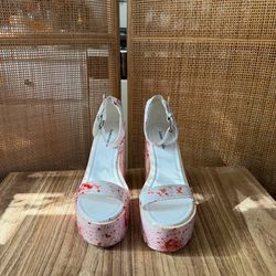 Lemonade DIY Blood Splatter Platform Wedge Sandals