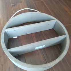 Wall Mount Wood Circle Shelf With Rope Hanger 18-in Diameter
