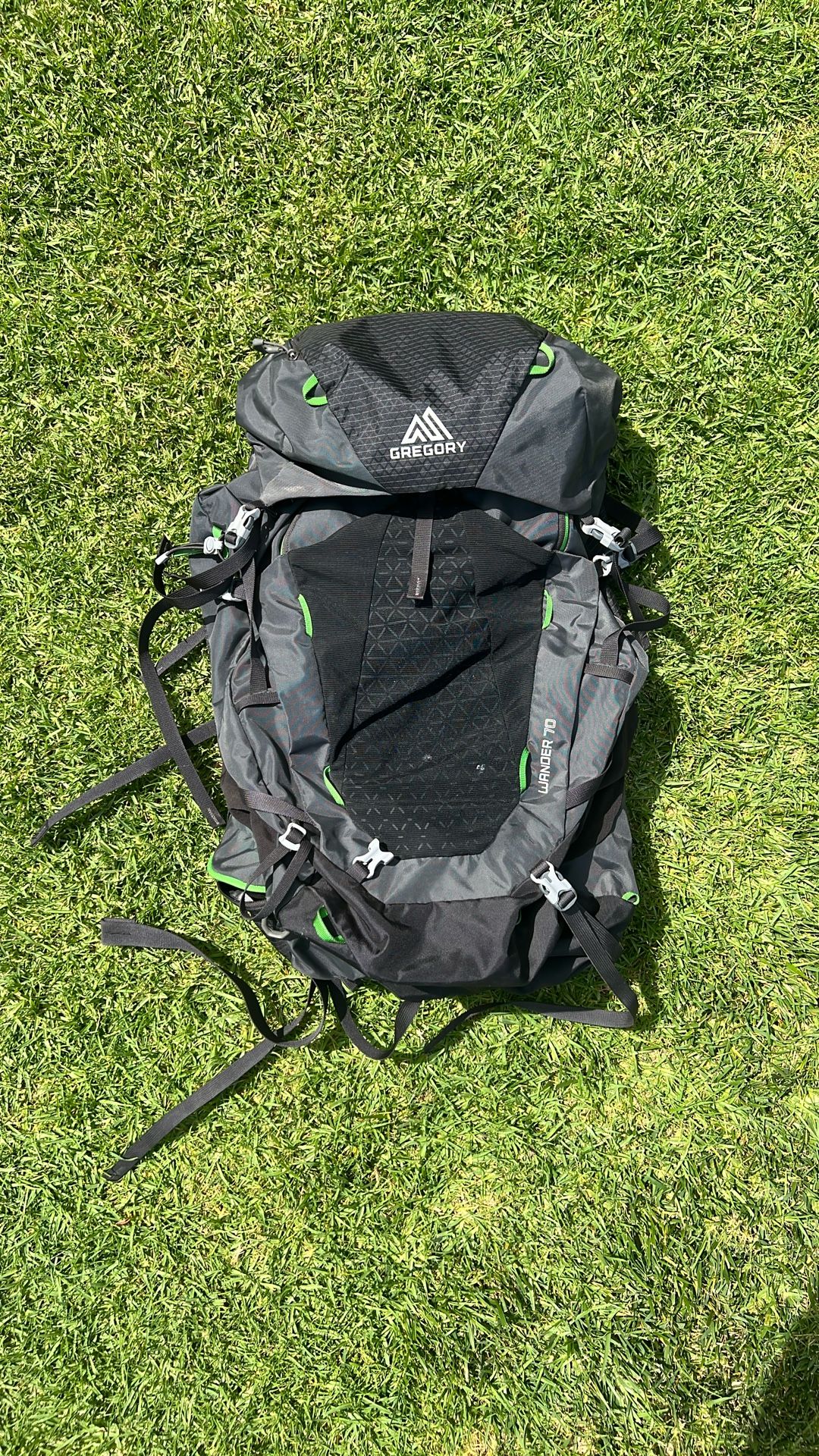 Gregory Wander 70 Youth Hiking Backpack Black And Green