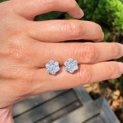 VVS LAB DIAMOND FLOWER MOISSANITE EARRINGS 