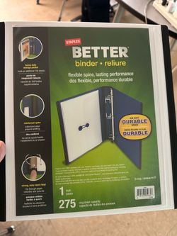 Staples 1” 3-Ring Better Binder, D-Ring, Black and White- 15 total