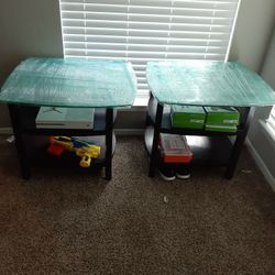 2 Glass Top Corner Tables