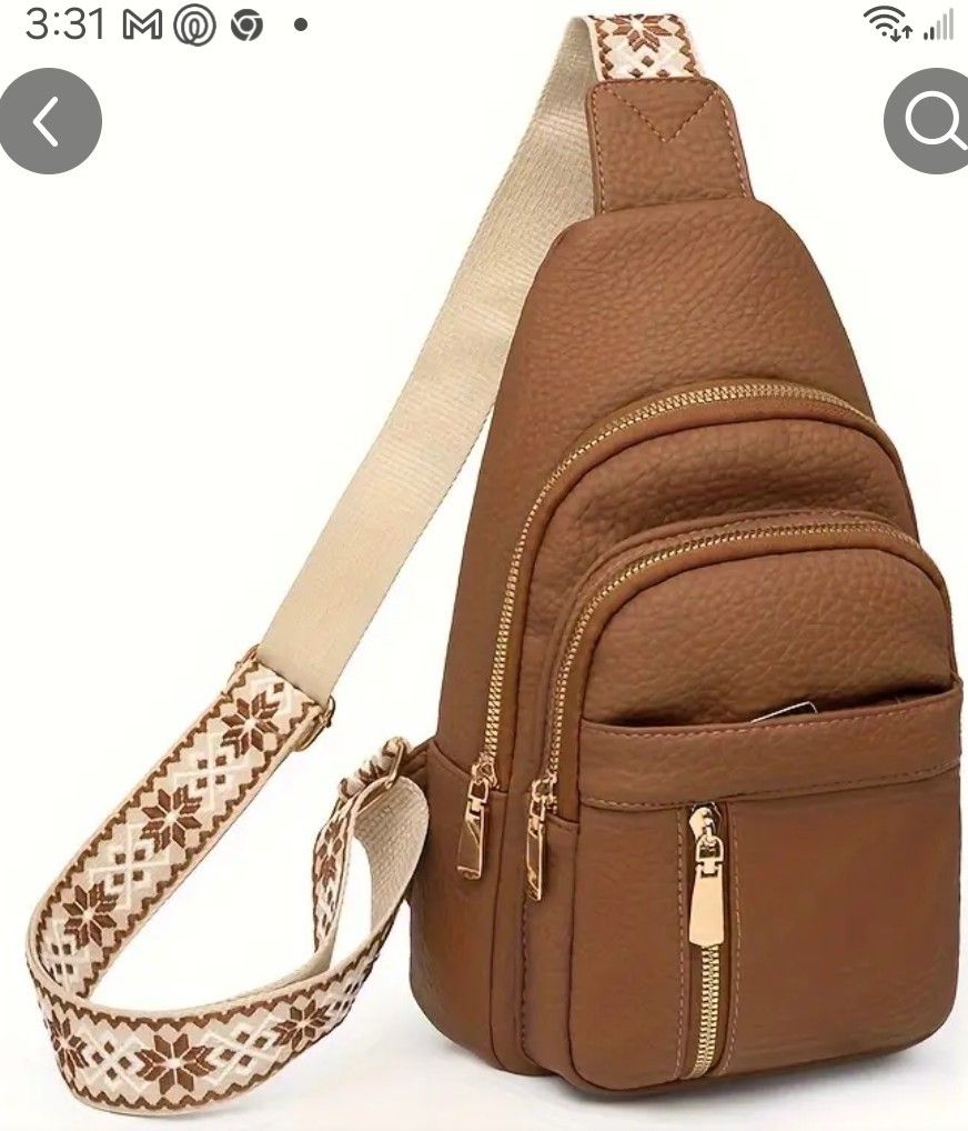 Vintage Brown Shoulder Bag With Multi pocket Zipper