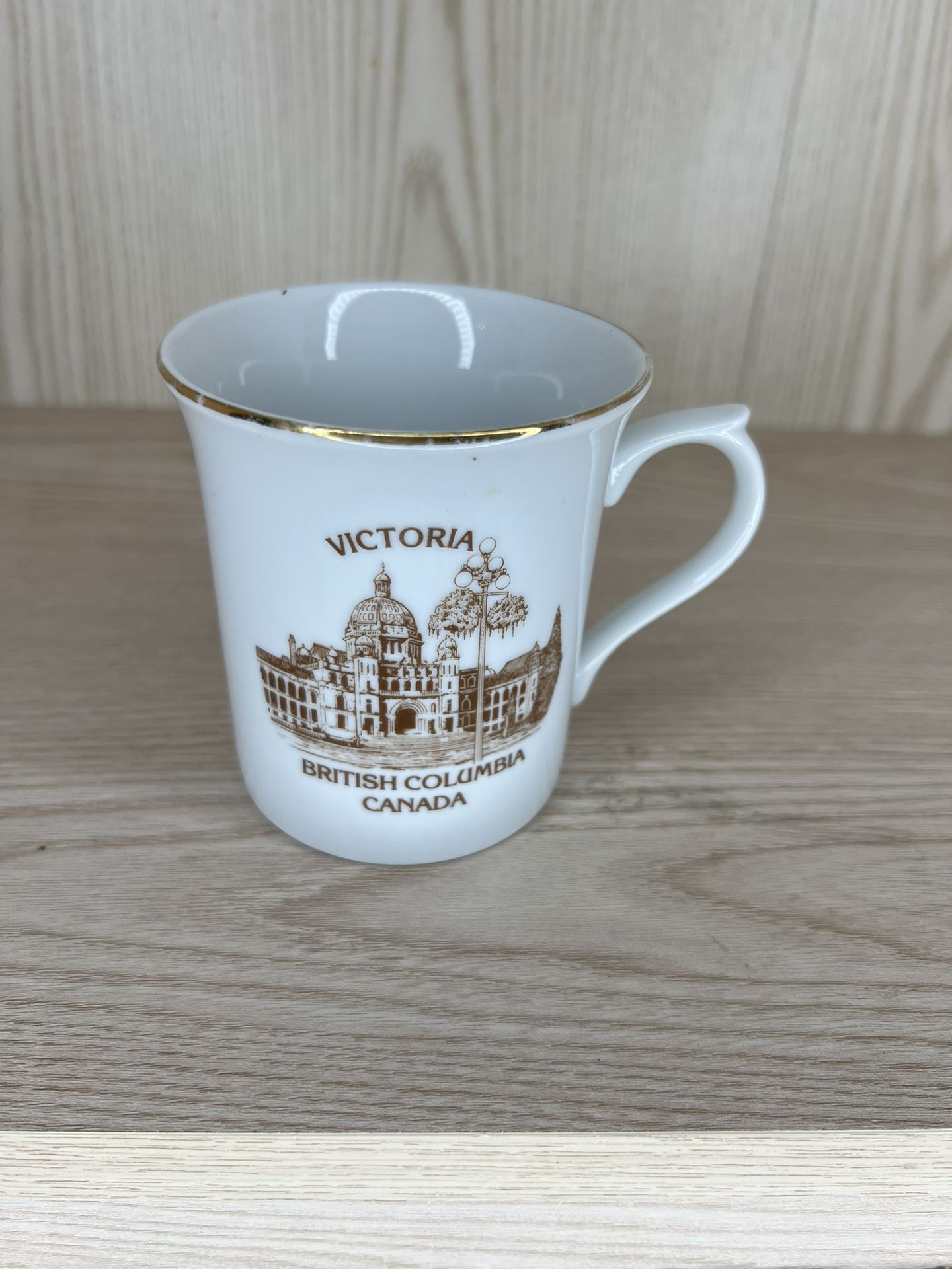Vintage Victoria BC Parliament Buildings Souvenir Mug - Gold Rim The Crest Edition