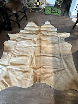 Large Natural Cowhide Rug – Cream & Caramel – Real Hide