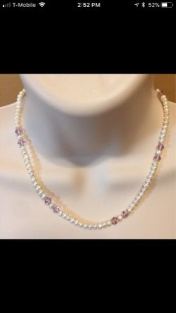 925 STER Silver Freshwater White Pearl Necklace 17”