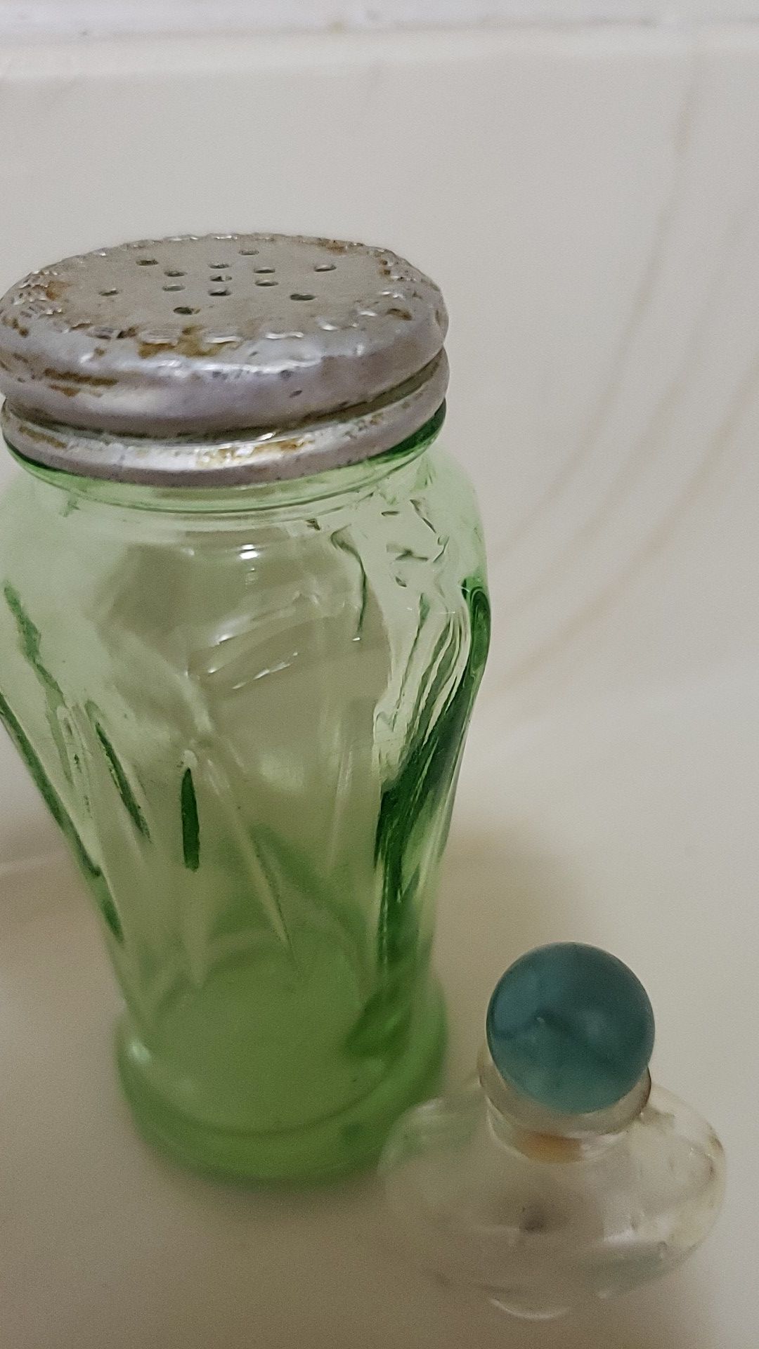 Collectable salt shaker and tiny perfume bottle